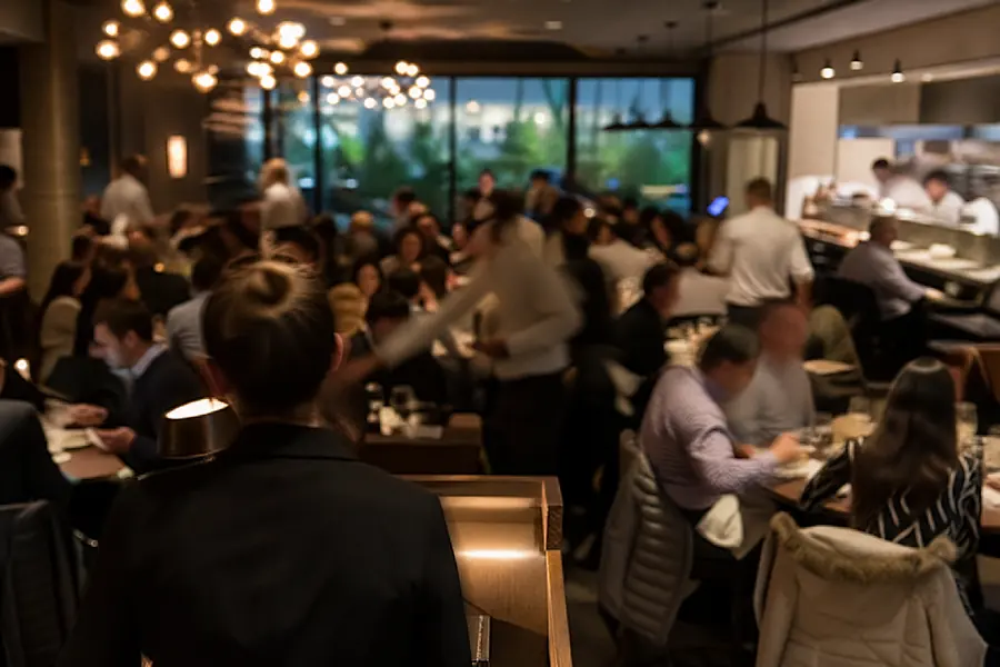 Sala de un restaurante llena durante el servicio